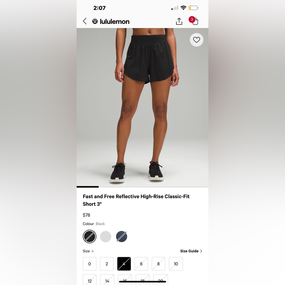 Lululemon fast and free reflective shorts, size 4. SOLD OUT ONLINE AND IN STORE